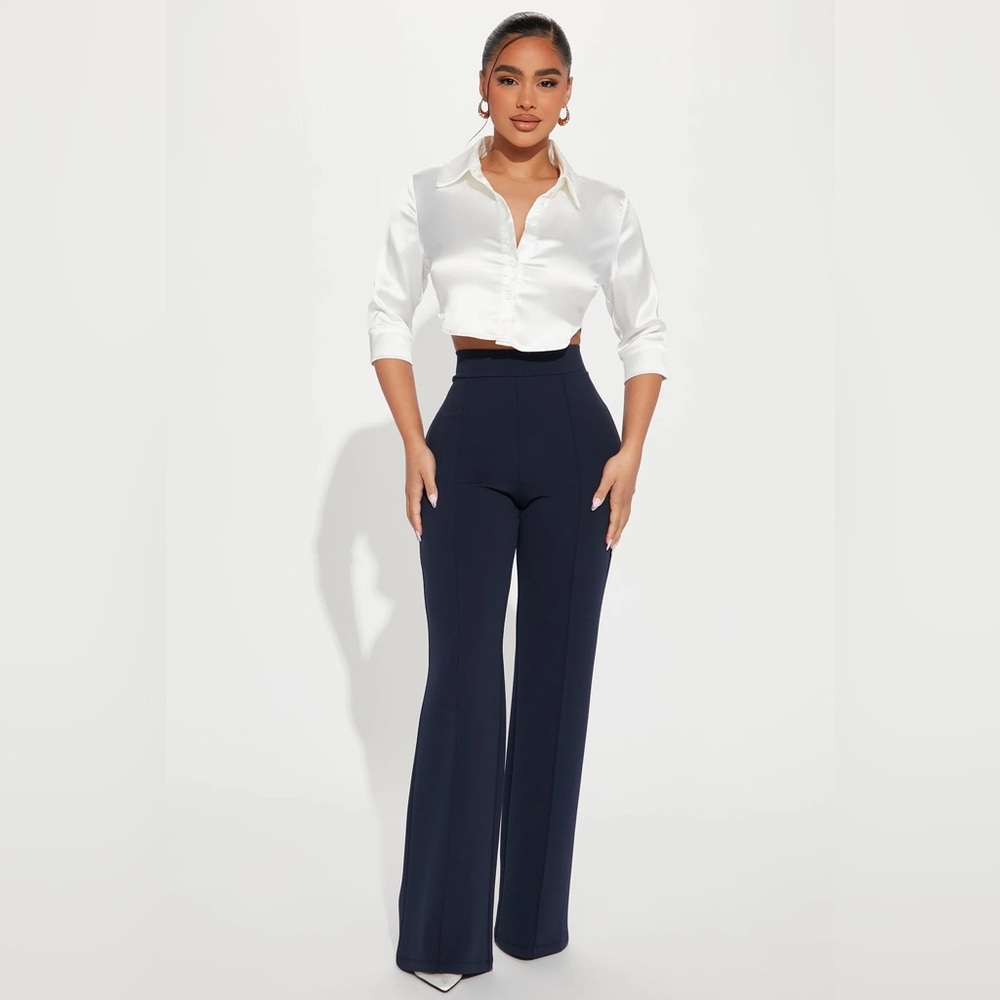 Fashion Nova Petite Navy Wide Leg Pants